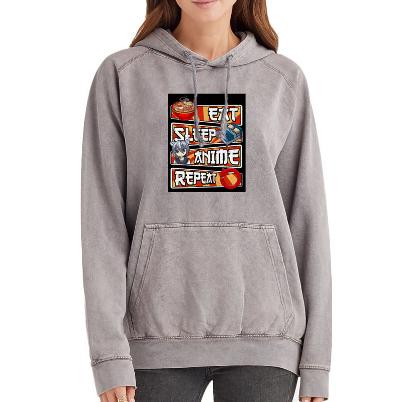 Eat Sleep Anime Repeat Cute Anime Obsessed   Eat Sleep Anime Repeat Vintage Hoodie by mrdjpancake | Artistshot