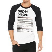 Paper Plates Nutrition Facts Thanksgiving Christmas Gift T Shirt 3/4 Sleeve Shirt | Artistshot