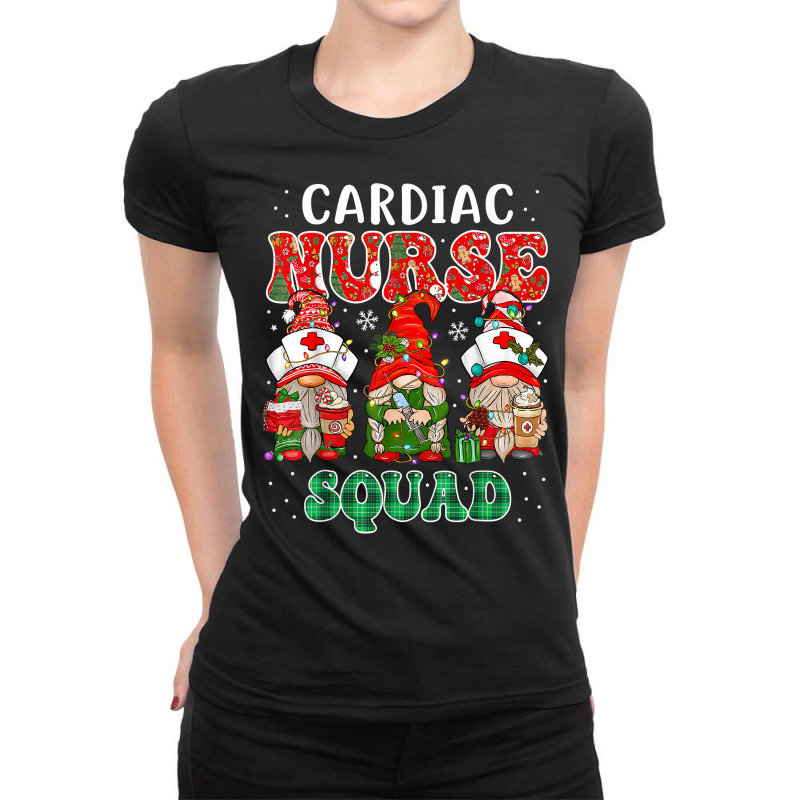 Cardiac Nurse Cute Christmas Gnomes Costume Cardiology Nurse T Shirt Ladies Fitted T-Shirt by annien | Artistshot