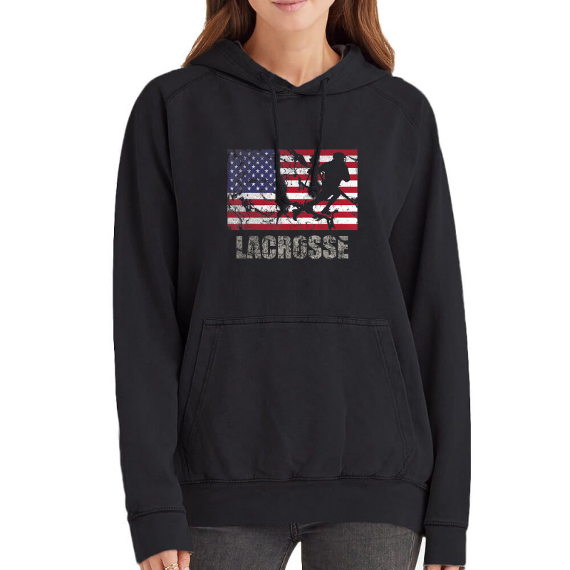 Lacrosse American Flag Usa Flag Fan Vintage Retro Vintage Hoodie by degreesgunner | Artistshot