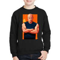 Vin Diesel - An Illustration By Paul Cemmick Youth Sweatshirt | Artistshot