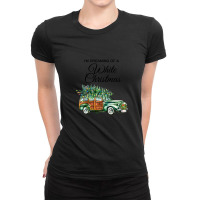 I'm Dreaming Of A White Christmas Old Vintage Station Wagon Woody Car  Ladies Fitted T-shirt | Artistshot