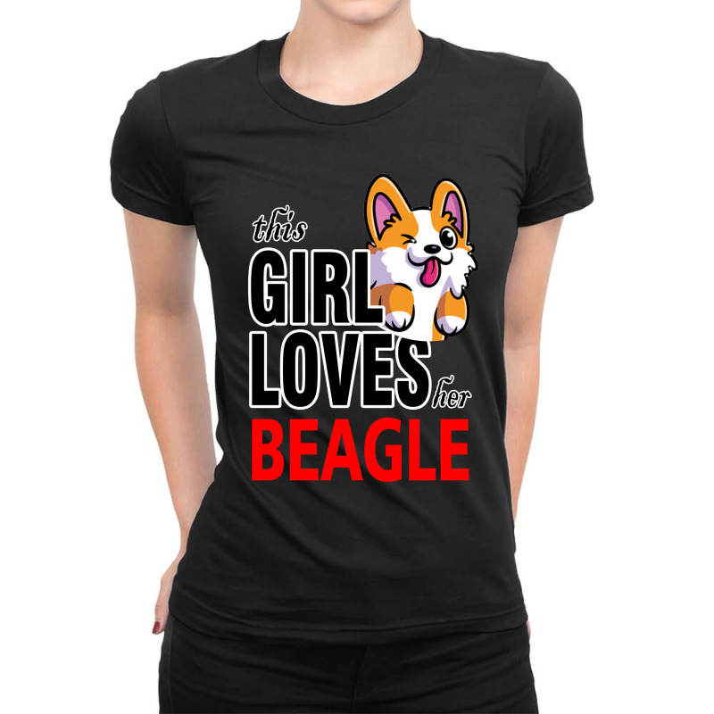 This Girl Loves Her Beagle Ladies Fitted T-Shirt by lorismerch | Artistshot