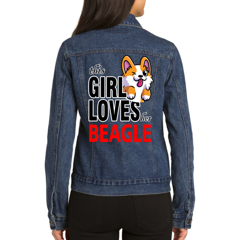 This Girl Loves Her Beagle Ladies Denim Jacket by lorismerch | Artistshot