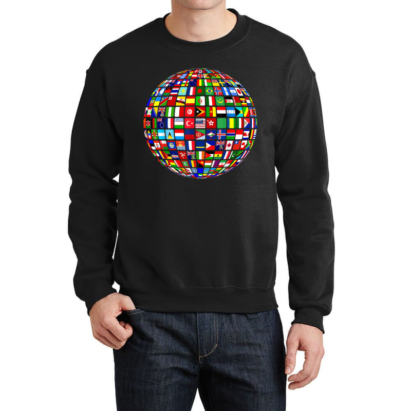 World Map Of Flags Globe Atlas Flags Of The World Crewneck Sweatshirt | Artistshot