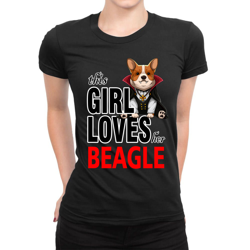 This Girl Loves Her Beagle Ladies Fitted T-Shirt by lorismerch | Artistshot