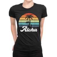 Aloha Hawaii Hawaiian Island Shirt Palm Beach Surfboard Surf T Shirt Ladies Fitted T-shirt | Artistshot