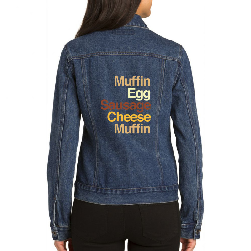 Muffin Egg Sausage Cheese Ladies Denim Jacket by GeorgeneAnnette | Artistshot