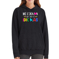 Mi Corazon Late En Dos Idiomas Bilingual Spanish Teacher Vintage Hoodie | Artistshot