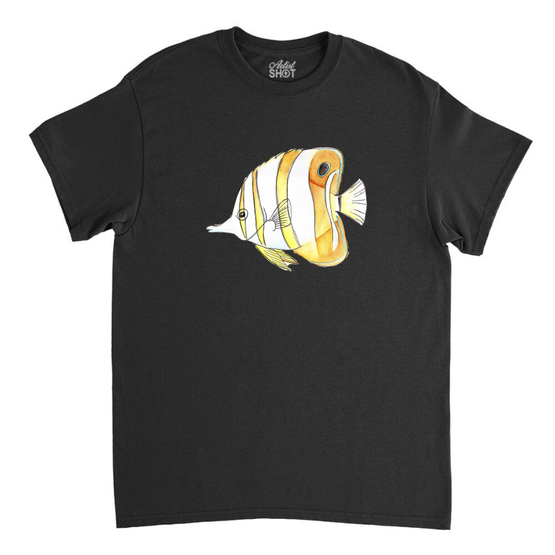 Copperband Butterflyfish Watercolor Painting Aquarium Ocean Classic T-shirt by asongurules3 | Artistshot