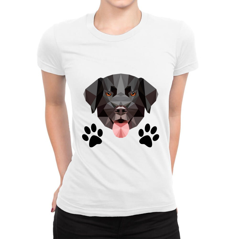 Dog Footprint - I Love My Dog Ladies Fitted T-Shirt by lorismerch | Artistshot