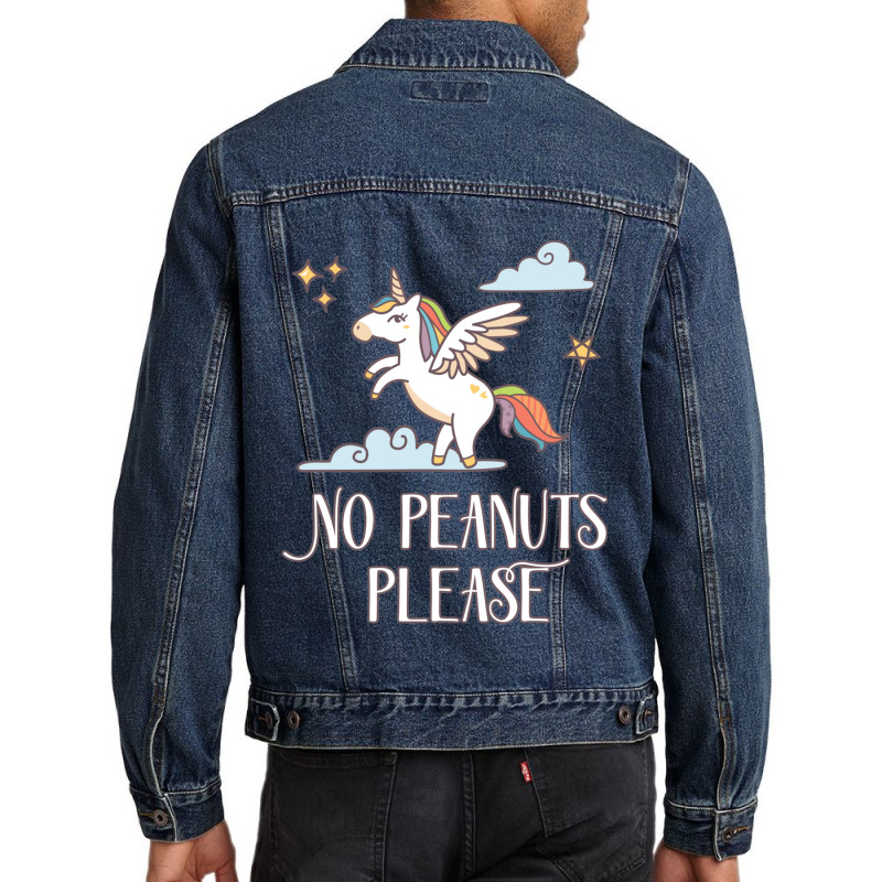 No Peanuts Please  Unicorn Theme For Peanut Allergy Kids Men Denim Jacket | Artistshot