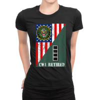 Retired Army Chief Warrant Officer Four Cw4 Half Rank & Flag Ladies Fitted T-shirt | Artistshot