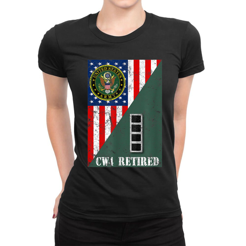 Retired Army Chief Warrant Officer Four Cw4 Half Rank & Flag Ladies Fitted T-Shirt by MalcolmJCausby | Artistshot