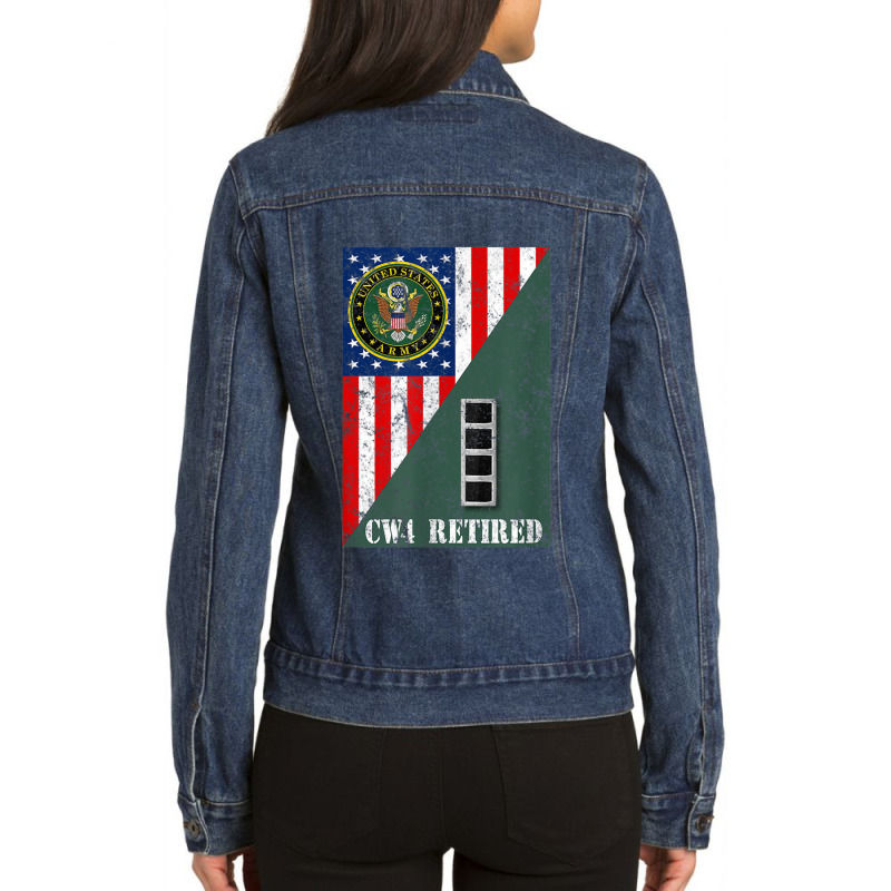 Retired Army Chief Warrant Officer Four Cw4 Half Rank & Flag Ladies Denim Jacket by MalcolmJCausby | Artistshot