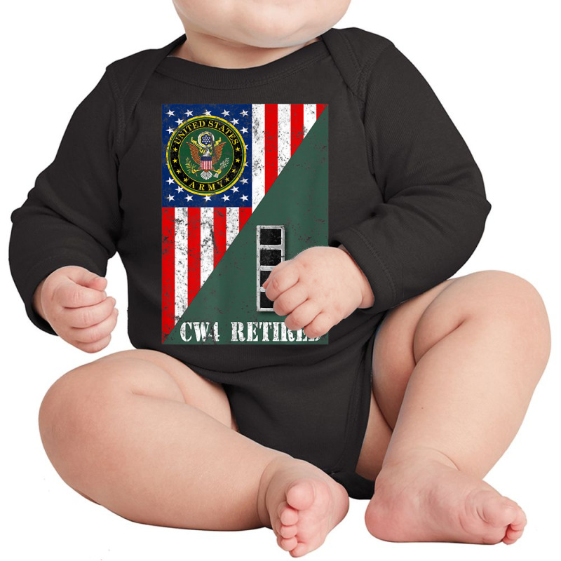 Retired Army Chief Warrant Officer Four Cw4 Half Rank & Flag Long Sleeve Baby Bodysuit by MalcolmJCausby | Artistshot