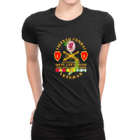 Vietnam Combat Veteran W A Btry 3rd Bn 13th Artillery Dui 25th Id Ssi Ladies Fitted T-shirt | Artistshot