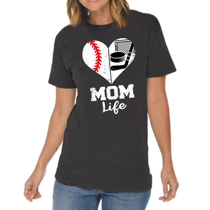 Mom Life Heart Funny Baseball Hockey Mom Vintage T-shirt | Artistshot