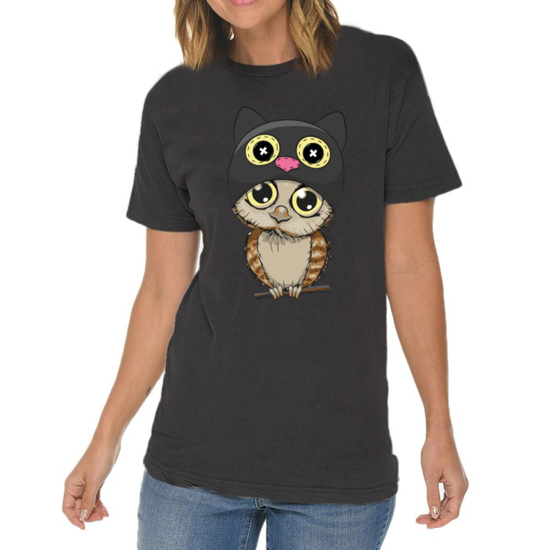 A Cat And An Owl Funny Pet Owner Cute Cutie Catowl Or Owlcat 7 Vintage T-shirt | Artistshot