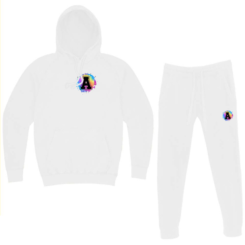 Initial A College Varsity Letter Name Initial Baseball Pink Hoodie & Jogger Set | Artistshot