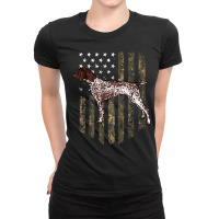 Camo American Flag German Shorthaired Pointer 4th Of July Ladies Fitted T-shirt | Artistshot