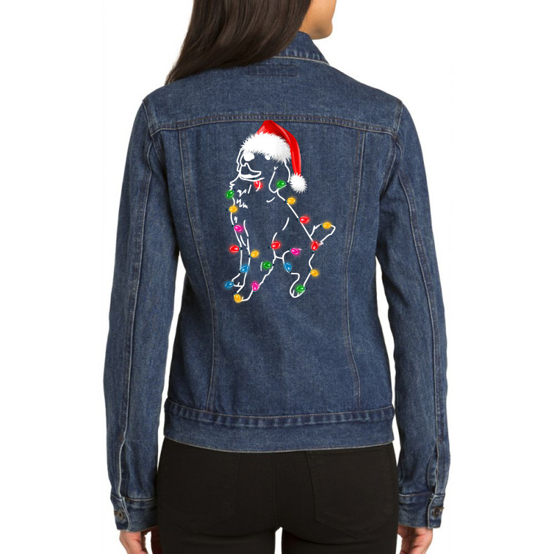 Golden Retriever Dog Lights Christmas Matching Family T Shirt Ladies Denim Jacket by nejnda | Artistshot