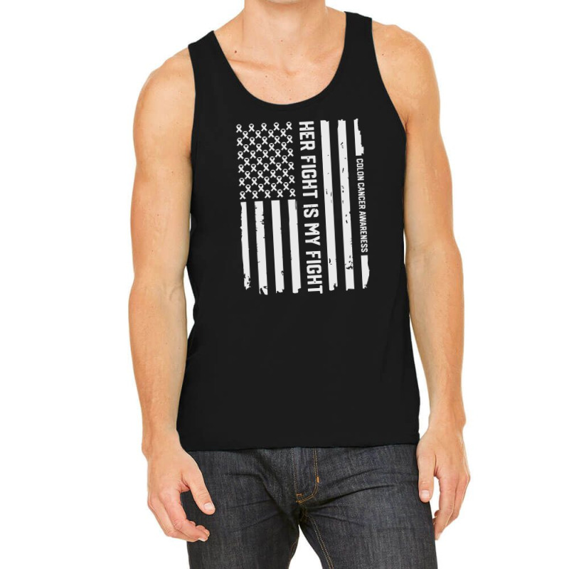 Her Fight American Flag Colorectal Bowel Colon Cancer Awareness Tank Top by ton1 | Artistshot