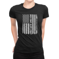 Her Fight American Flag Colorectal Bowel Colon Cancer Awareness Ladies Fitted T-shirt | Artistshot