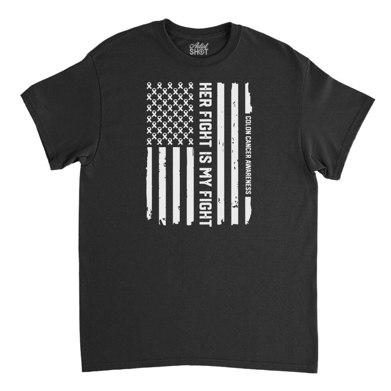 Her Fight American Flag Colorectal Bowel Colon Cancer Awareness Classic T-shirt by ton1 | Artistshot