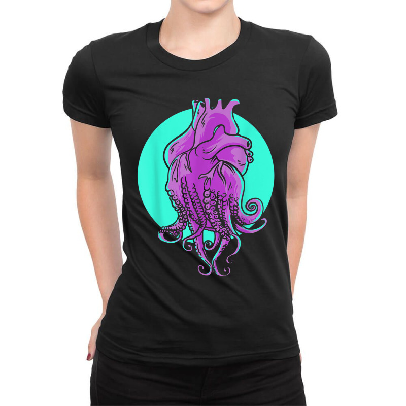 Octopus Tentacles Anatomical Heart Cardiologist Heart Expert Ladies Fitted T-Shirt by AbeaJuanje | Artistshot