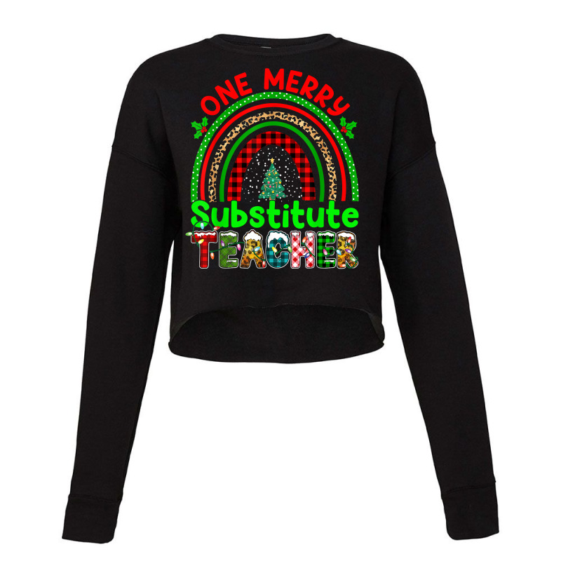 One Merry Substitute Teacher Rainbow Buffalo Plaid Xmas Tree T Shirt Cropped Sweater by anitrasargisg5b | Artistshot