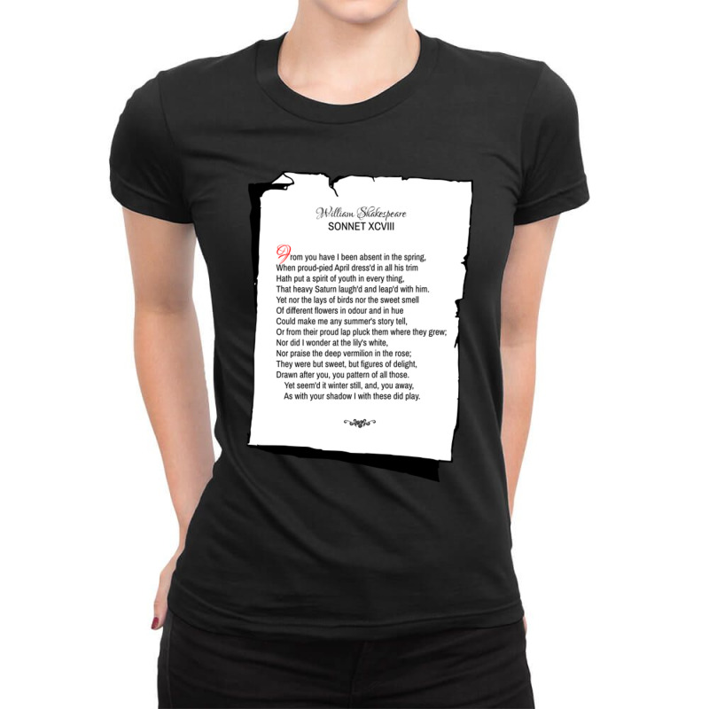 William Shakespeare's Sonnet 98 Ladies Fitted T-Shirt by CaridadAlstott | Artistshot