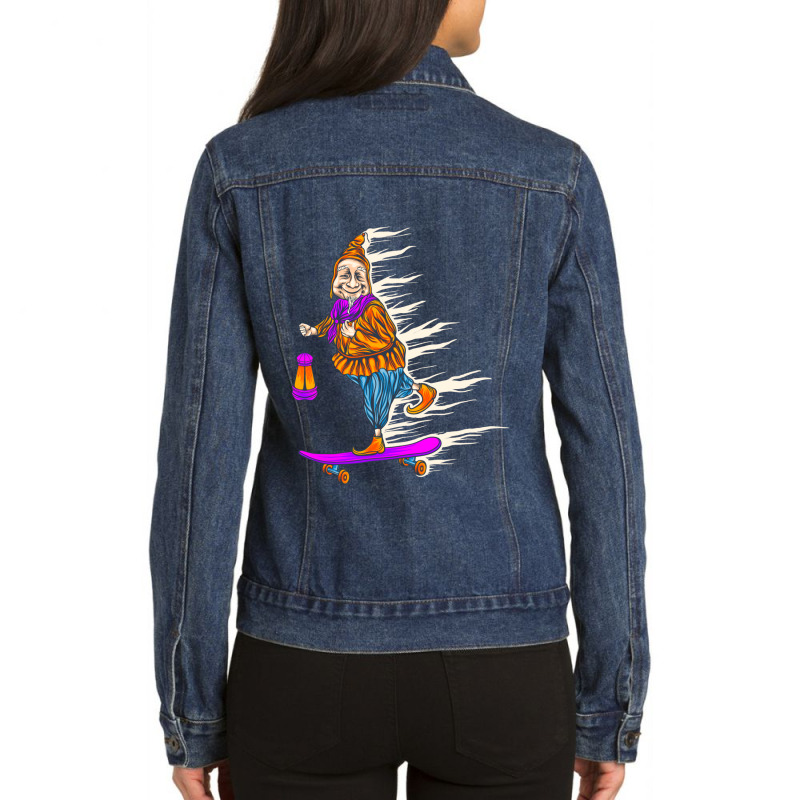 Grandmother Skateboard Ladies Denim Jacket | Artistshot