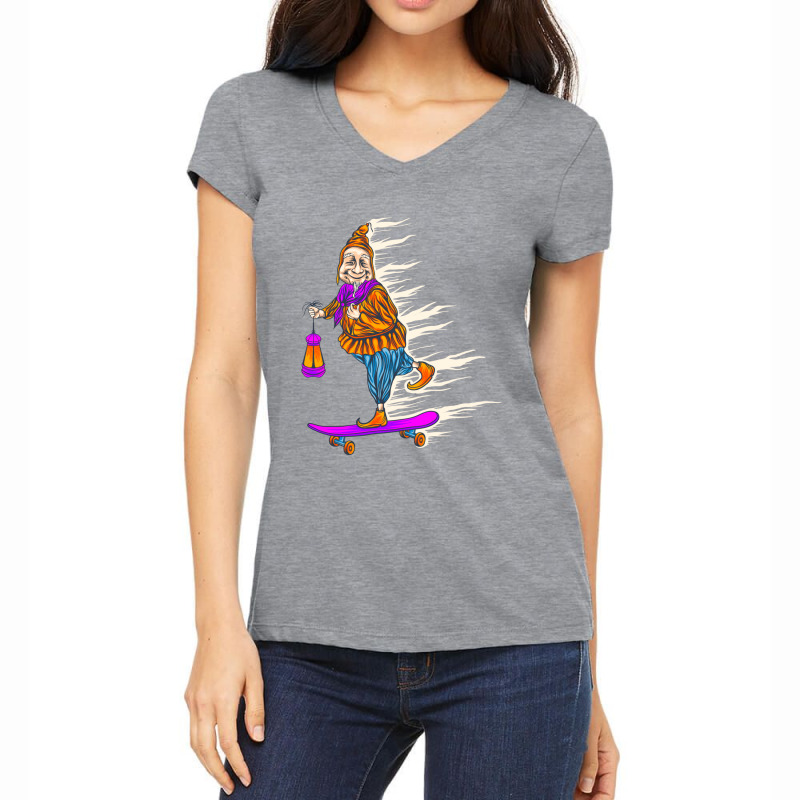 Grandmother Skateboard Women's V-neck T-shirt | Artistshot