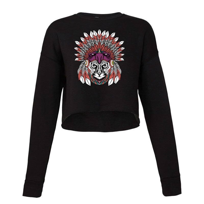 Cat Native American Cropped Sweater | Artistshot