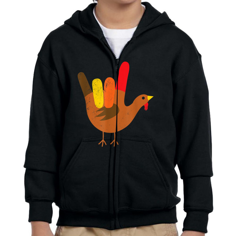 American Sign Language I Love You Thanksgiving Turkey Tshirt Youth Zipper Hoodie by BenSamirDarwish | Artistshot