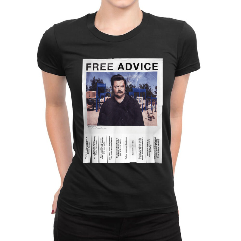 Parks Recreation Free Advice Poster Ladies Fitted T-Shirt by AbeaJuanje | Artistshot