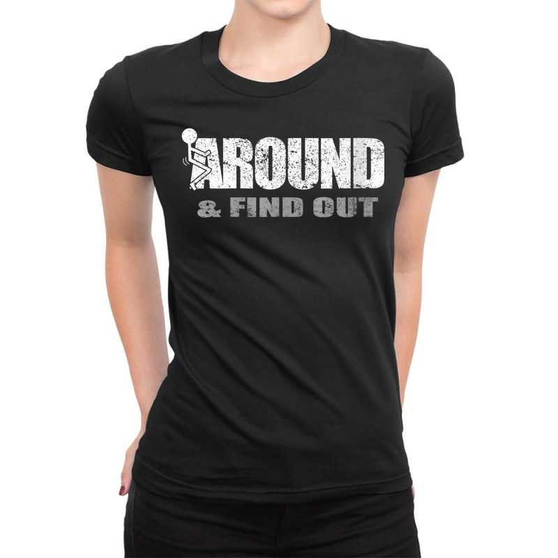 Womens Fuck Around And Find Out Men Funny Christmas Holiday V Neck T S Ladies Fitted T-Shirt by annien | Artistshot