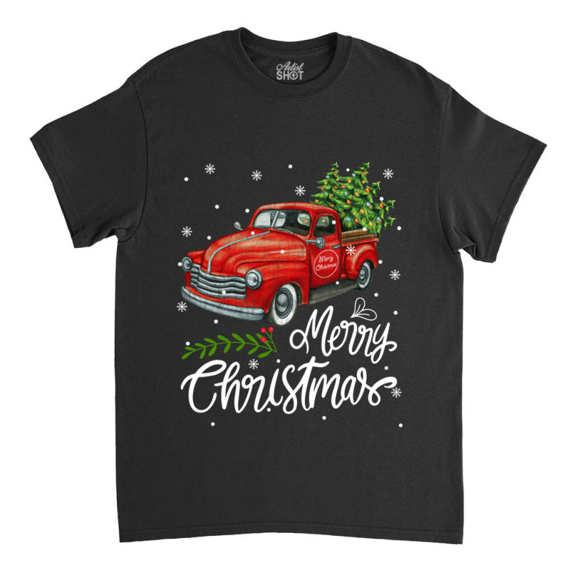 Vintage Wagon Red Truck Christmas Tree Pajama Family Xmas Classic T-shirt by ReenaKonicek | Artistshot