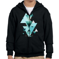 Geometric Triangle Compilation In Teal Youth Zipper Hoodie | Artistshot