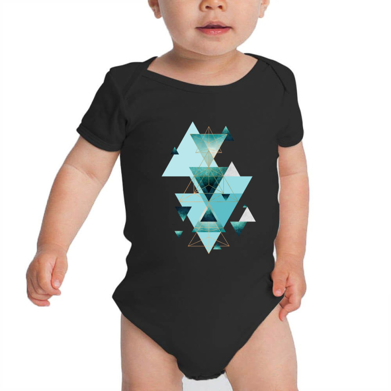 Geometric Triangle Compilation In Teal Baby Bodysuit | Artistshot