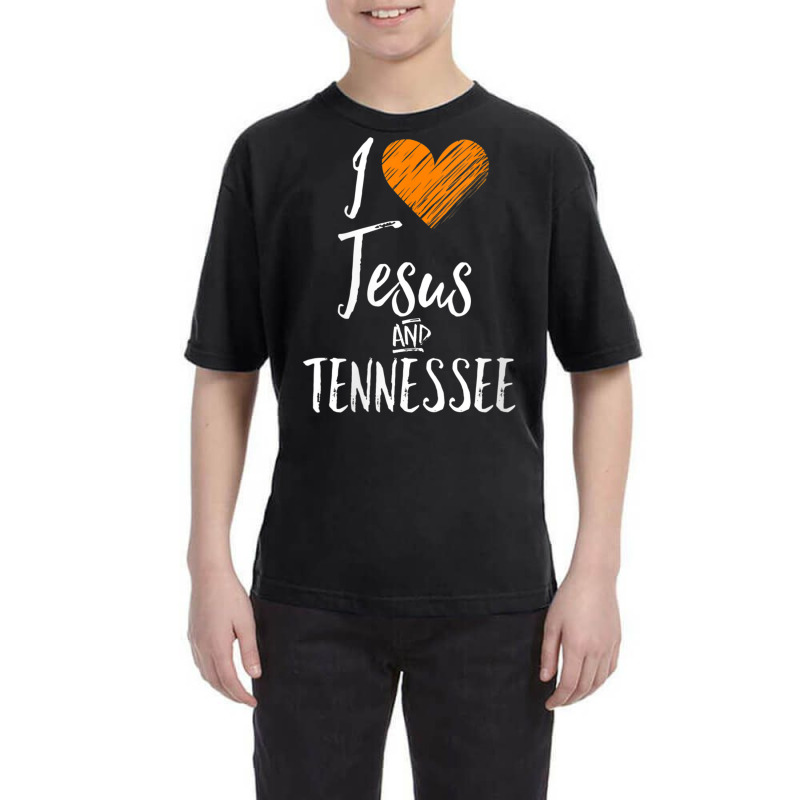 Womens I Love Jesus And Tennessee Shirt Orange Heart Cute Fan Gift V-n Youth Tee by AmberAThompson | Artistshot