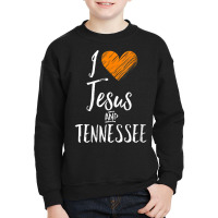 Womens I Love Jesus And Tennessee Shirt Orange Heart Cute Fan Gift V-n Youth Sweatshirt | Artistshot