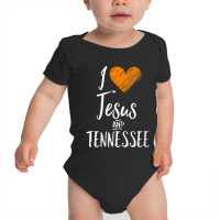 Womens I Love Jesus And Tennessee Shirt Orange Heart Cute Fan Gift V-n Baby Bodysuit | Artistshot