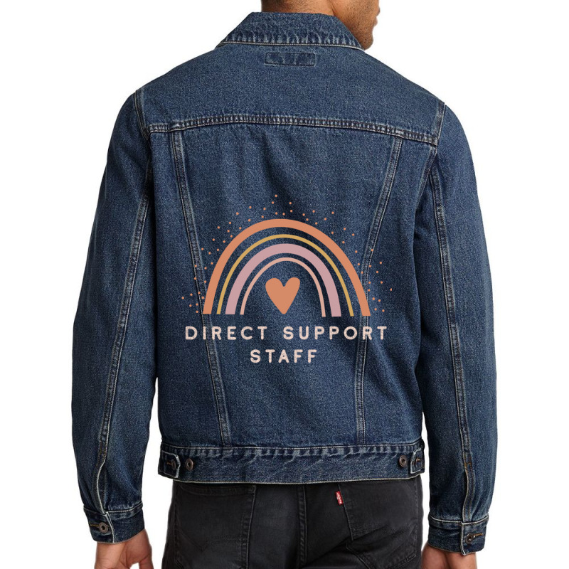 Direct Support Staff  Boho Casual Rainbow Dark Design Men Denim Jacket by ALLENSTEPHENS | Artistshot