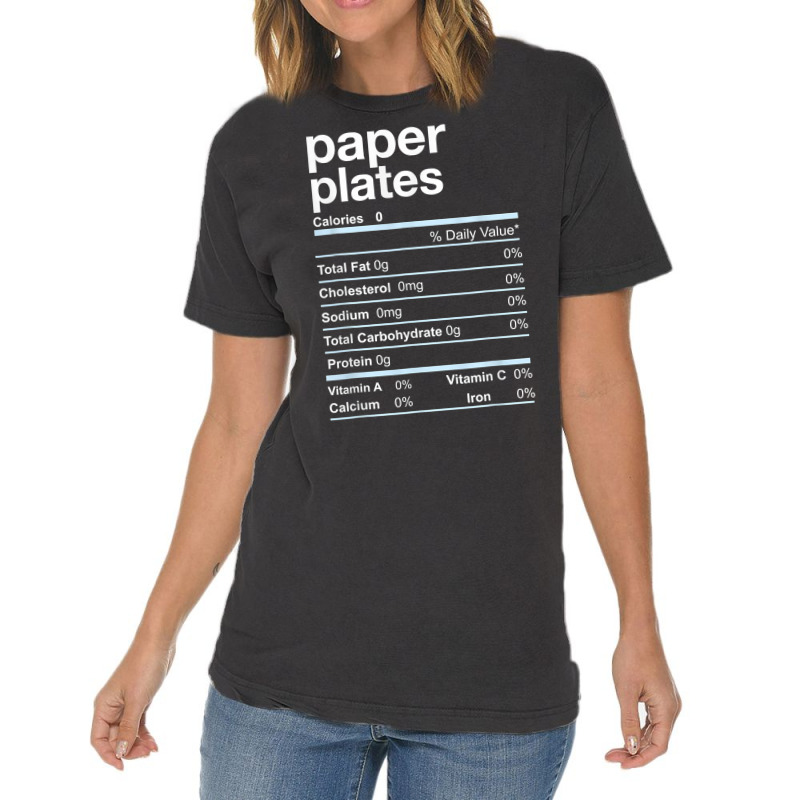 Paper Plates Nutrition Facts Thanksgiving Christmas T Shirt Vintage T-shirt | Artistshot