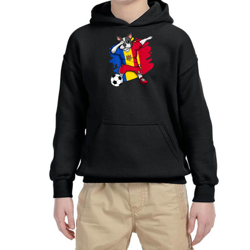 Dabbing French Bulldog Moldova Soccer Fans Jersey Football Youth Hoodie by hingosjumiaht | Artistshot