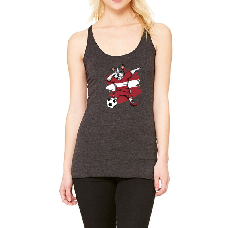 Dabbing French Bulldog Latvia Soccer Fans Jersey Football Racerback Tank by hingosjumiaht | Artistshot