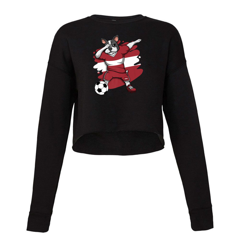 Dabbing French Bulldog Latvia Soccer Fans Jersey Football Cropped Sweater by hingosjumiaht | Artistshot