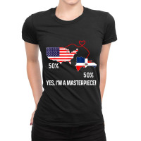 Half American Half Dominican Flag Combined Rd Usa Pride T Shirt Ladies Fitted T-shirt | Artistshot